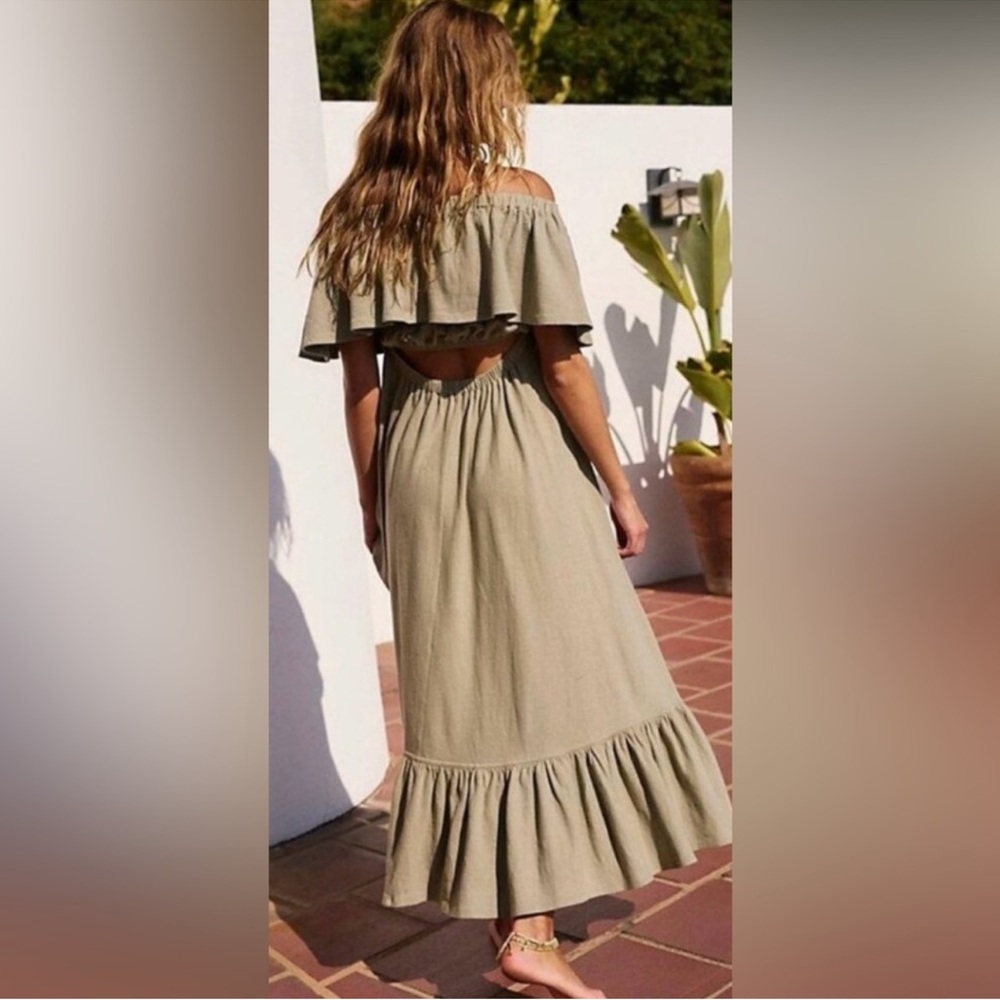 Free People Lynne Midi Dress Laurel Oak / Green Large - Picture 2 of 14